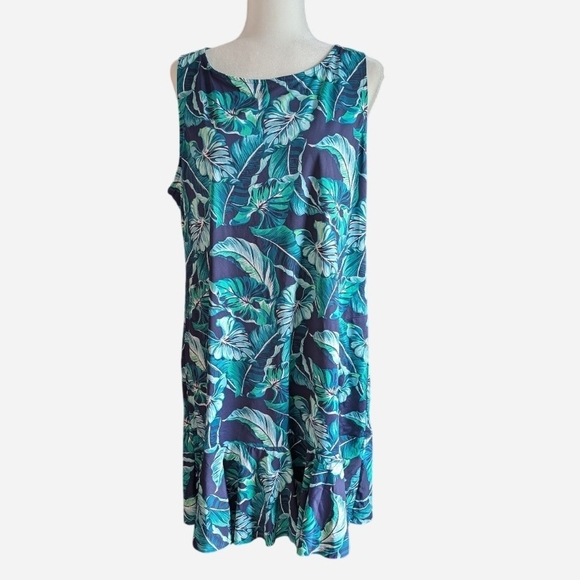 Tommy Bahama Blue and Green Leaf Swim Coverup - Picture 2 of 9